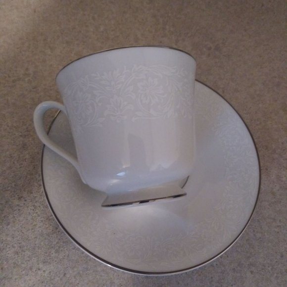 Grace Fine China Concerto Tea Coffee Cup White Silver Trim Japan - Picture 3 of 3